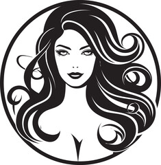 Subtle Charm Black Logo with Females Profile Sculpted Beauty Black Female Face Emblem in Logo