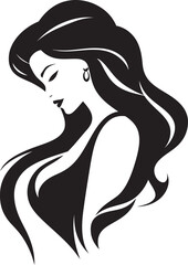 Iconic Simplicity Vector Icon with Black Female Profile Mystical Gaze Emblem with a Womans Face in Black