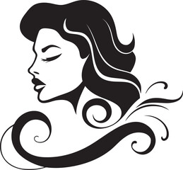 Sculpted Grace Black Logo with Womans Face in Monochrome Timeless Elegance Black Face Emblem Design with Womans Profile in Monochrome
