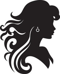 Sculpted Beauty Black Female Face Emblem in Monochrome Timeless Allure Black Face Vector Icon with Womans Profile in Monochrome