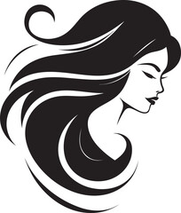 Mystical Gaze Black Emblem with Womans Face Icon in Black Monochrome Eternal Allure Logo with Female Face Icon in Black Monochrome