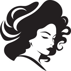 Sculpted Beauty Black Female Face Emblem in Monochrome Timeless Allure Black Face Vector Icon with Womans Profile in Monochrome