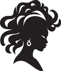 Elegant Lines Black Logo with Females Face Icon in Monochrome Iconic Simplicity Vector Icon of Black Female Profile in Logo in Monochrome