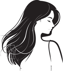 Mystical Beauty Logo with a Womans Profile in Black Elegant Lines Black Female Face in Logo
