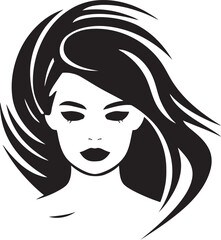 Timeless Allure Black Face Design Emblem Elegance in Monochrome Female Face Logo