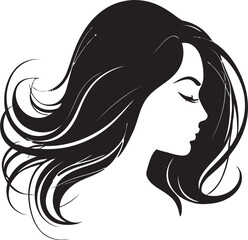 Empowerment through Serenity Black Female Face Emblem in Monochrome Intriguing Elegance Vector Icon of Females Profile in Black Monochrome