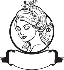 Intriguing Elegance Vector Icon of Females Essence in Black Monochrome Subtle Charm Black Logo with Females Visage in Monochrome