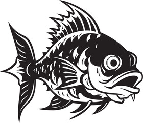 Revealing the Abyss Fish Skeleton Logo Design Ghostly Marine Art Fish Skeleton Vector Icon