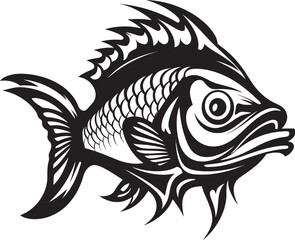 Subsea Structure Fish Skeleton Logo Design Ephemeral Elegance Fish Icon Vector Skeleton