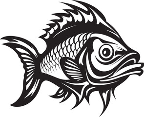 Obraz premium Subsea Structure Fish Skeleton Logo Design Ephemeral Elegance Fish Icon Vector Skeleton