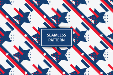 american style seamless pattern. Seamless USA flag print for wrapping paper, sport textile, clothes. Red, blue and white grunge ornament. - obrazy, fototapety, plakaty