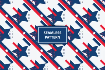 Foto op Canvas american style seamless pattern. Seamless USA flag print for wrapping paper, sport textile, clothes. Red, blue and white grunge ornament. © Ahmad Taufiq