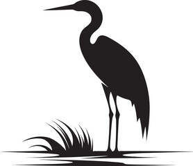 Naklejka premium Graceful Heron Emblem Design Abstract Black Heron Icon