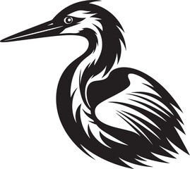Black and White Heron Emblem Heron Symbol with a Twist