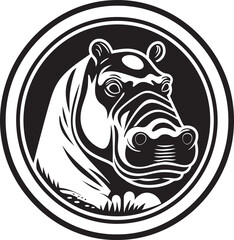 Abstract Black Hippo Symbol Hippo Profile in Vector Art