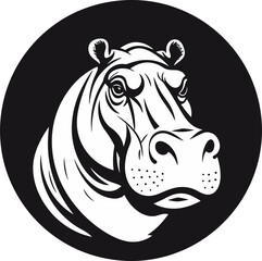 Graceful Hippo Silhouette Logo Hippo Vector Illustration