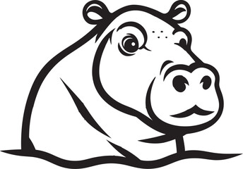 Hippo Profile with Style Minimalistic Hippopotamus Vector