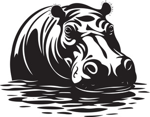 Minimalistic Hippo Vector Symbol Hippo in Flight Vector Art
