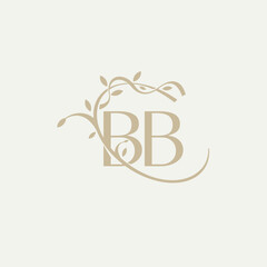 B B BB Beauty vector initial logo, handwriting logo of initial signature, wedding, fashion, jewerly, boutique, floral and botanical with creative template