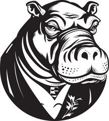 Modern Black Hippopotamus Logo Hippo Profile with Style