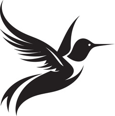 Vector Hummingbird Silhouette Icon Majestic Hummingbird Emblem