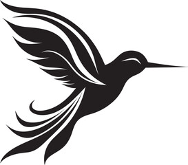 Hummingbird in Serene Vector Contemporary Hummingbird Symbol