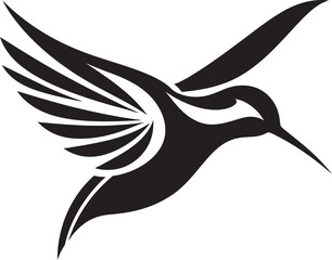 Stylized Black Hummingbird Emblem Hummingbird in Serene Vector