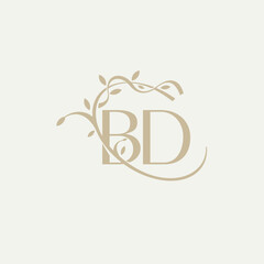 B D BD Beauty vector initial logo, handwriting logo of initial signature, wedding, fashion, jewerly, boutique, floral and botanical with creative template
