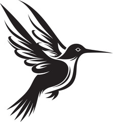 Elegant Black Hummingbird Emblem Hummingbird in Profile Vector Art