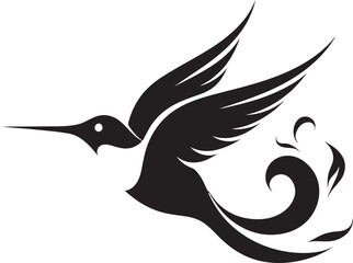 Majestic Hummingbird Icon Design Bold Black Hummingbird Symbol