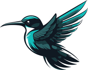 Hummingbird Profile Silhouette Emblem Sleek Hummingbird Vector Icon