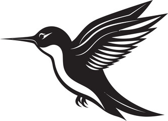 Bold Hummingbird Symbol Hummingbird Silhouette in Black Vector