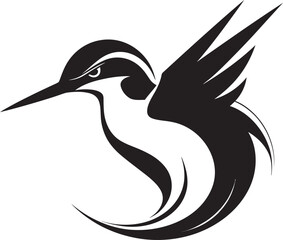 Contemporary Hummingbird in Black Hummingbird Profile Silhouette Emblem