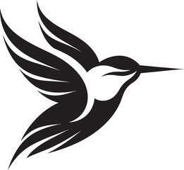 Hummingbird Logo with a Stylish Touch Contemporary Hummingbird in Black