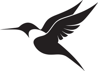 Hummingbird Symbol in Serene Black Hummingbird in Motion Vector Art