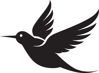 Abstract Hummingbird Iconic Design Elegant Black Hummingbird Icon
