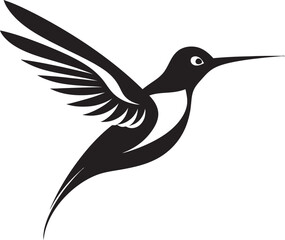 Hummingbird Majesty in Black and White Modern Hummingbird Emblem in Motion