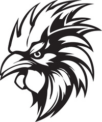 Bold Black Rooster Mascot Logo Rooster Chicken Emblem in Vector