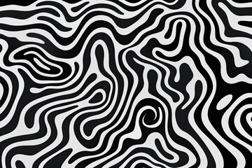 Black and white abstract squiggly line maze pattern optical illusion wallpaper banner