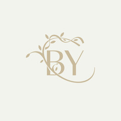 B Y BY Beauty vector initial logo, handwriting logo of initial signature, wedding, fashion, jewerly, boutique, floral and botanical with creative template