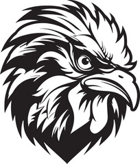 Abstract Chicken Iconic Design Elegant Black Mascot Icon