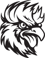 Abstract Rooster Graphic in Black and White Sleek Rooster Logo with Majestic Charm