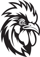 Iconic Rooster Mascot Symbol Regal Rooster Majesty in Black and White