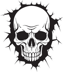 Shrouded in Mystery A Cracked Walls Cryptic Skull Eerie Skull Vector A Dark Icon of Death