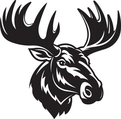 Moose Majesty in Elegant Black Regal Moose in Vector Artistry