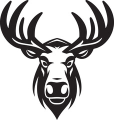 Graceful Moose Emblem in Bold Black Moose Majesty with Regal Style