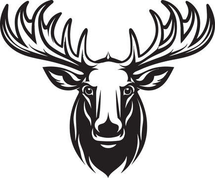 Contemporary Moose Artwork Black and White Moose Emblem
