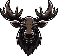 Elegant Black Moose Icon with Grace and Style Moose Profile in Artistic Flair