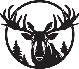 Moose Profile in Vector Artistry Contemporary Moose Emblem in Elegant Black