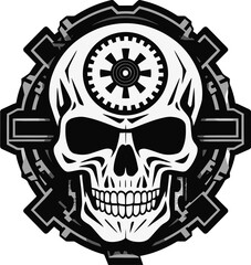 Steampunk inspired Skull Symbol A Timeless Fusion Mechanical Marvel The Robotic Skull Logo